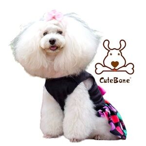 CUTEBONE Black Velvet “I Love U” Dog Dress Size Large
